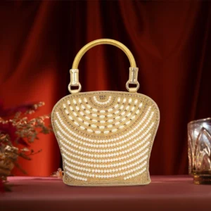Gold Crescent pearl bag