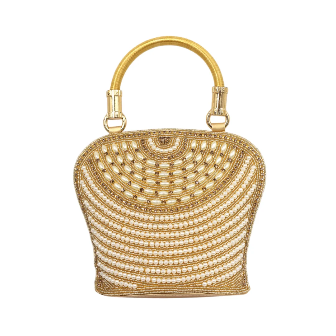 Gold Crescent pearl bag