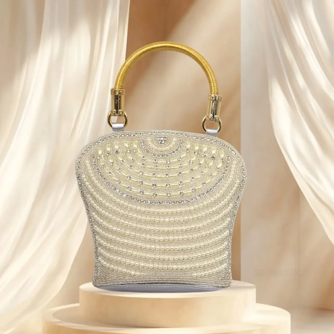Silver Crescent pearl bag
