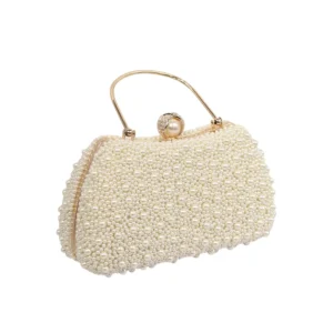 White pearl beaded party clutch